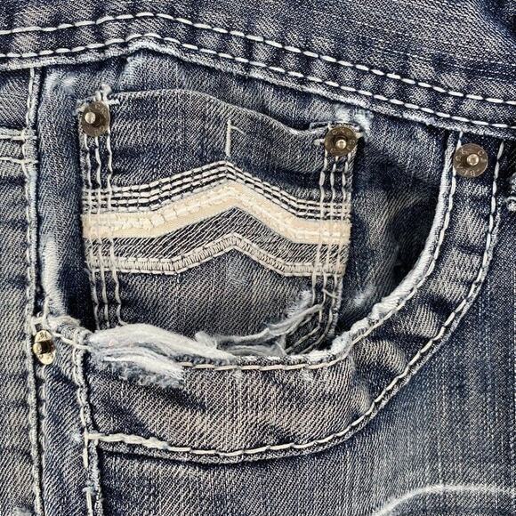 Buckle Black Mens Low Rise Slim Straight Jeans Distressed‎ Blue Y2K 34x32 - Picture 10 of 12